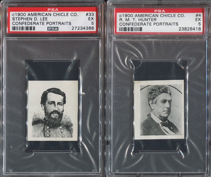 E-UNC American Chicle Kis-Me Gum Confederate Portraits Lot of (5) PSA5 Graded Cards