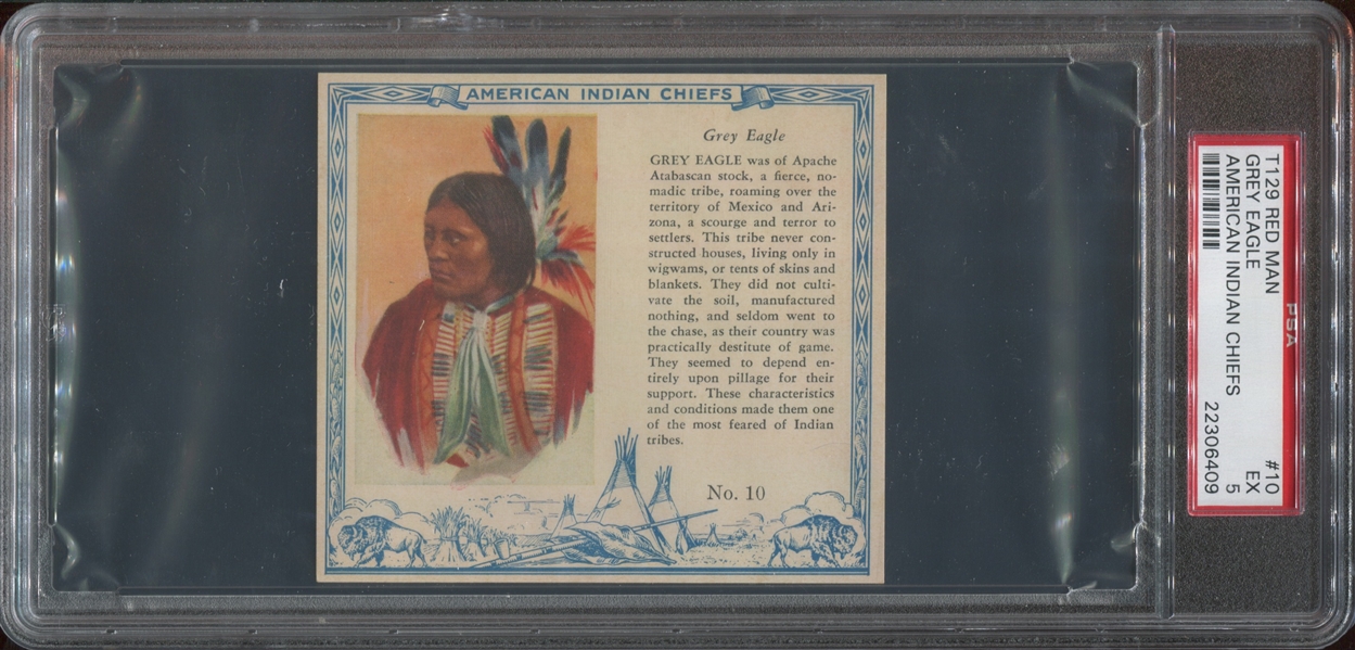 T129 Red Man Tobacco Indian Chiefs in American History Lot of (4) PSA-Graded Cards