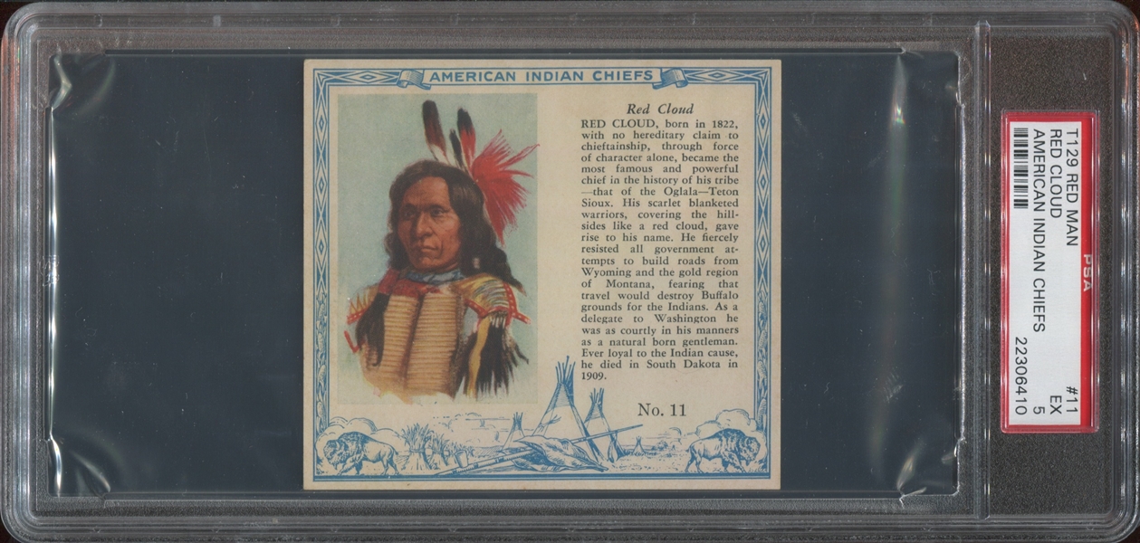 T129 Red Man Tobacco Indian Chiefs in American History Lot of (4) PSA-Graded Cards