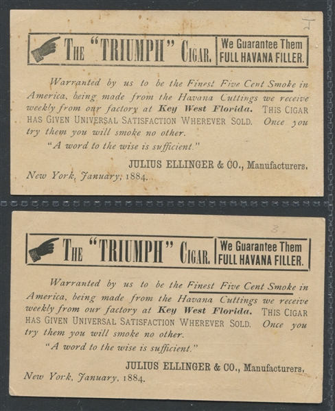 Ellsworth, Ellinger Lot of (8) Trade Cards