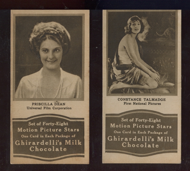 E160-2 Ghirardelli Set of 48 Chocolates Actor/Actress Lot of (4) Cards
