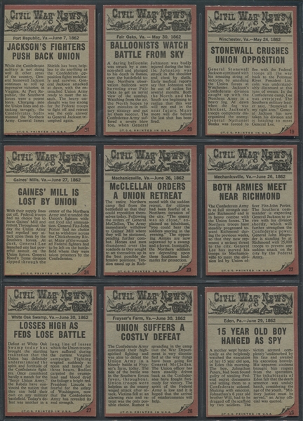 1962 Topps Civil War News Complete High Grade Set of (88) Cards