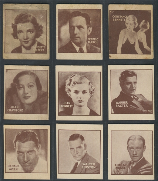 R97-2 General Gum Movie Stars lot of (9) Cards