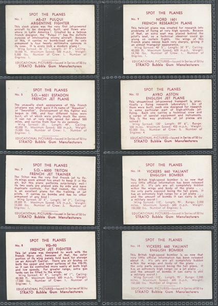 1950's Strato Bubble Gum (UK) Spotter Planes Lot of (38) Cards