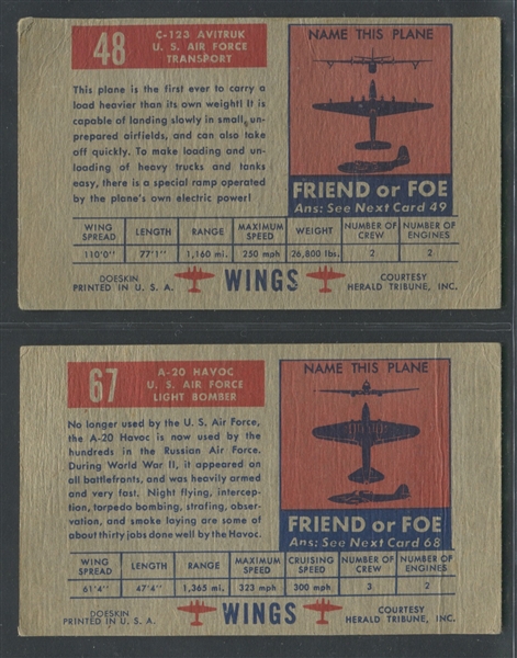 F381 Doeskin Tissue Wings Airplane Cards Lot of (14) Cards
