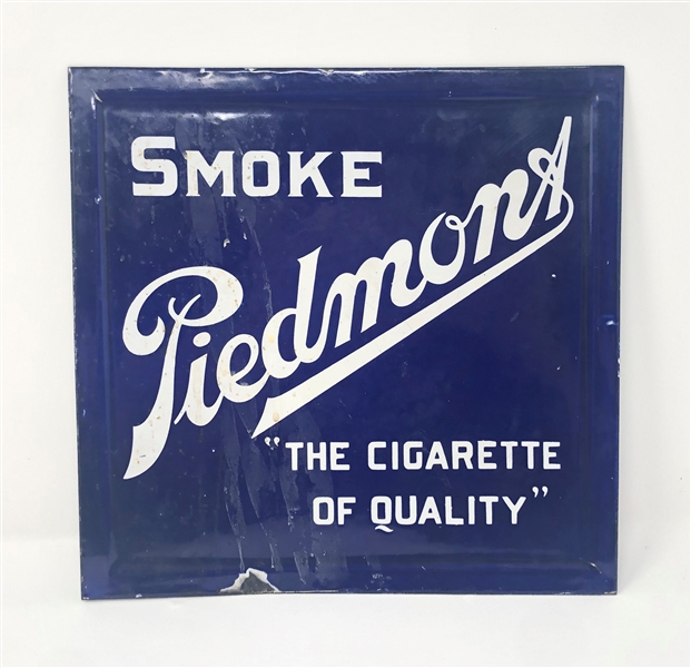 Great Piedmont Porcelain Two-Sided Cigarette Sign