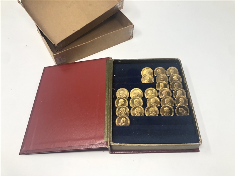 1949 Topps Metallic Presidential Coin Lot of (24) with Album and Original Box