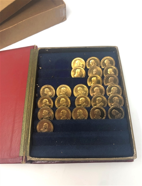 1949 Topps Metallic Presidential Coin Lot of (24) with Album and Original Box