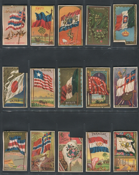 G8 Allen & Ginter Flags of all Nations Banner Pieces Lot of (51) Including Roumania and Corea