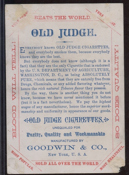 Goodwin Old Judge and Gypsy Queen Trade Card lot of (12) Cards