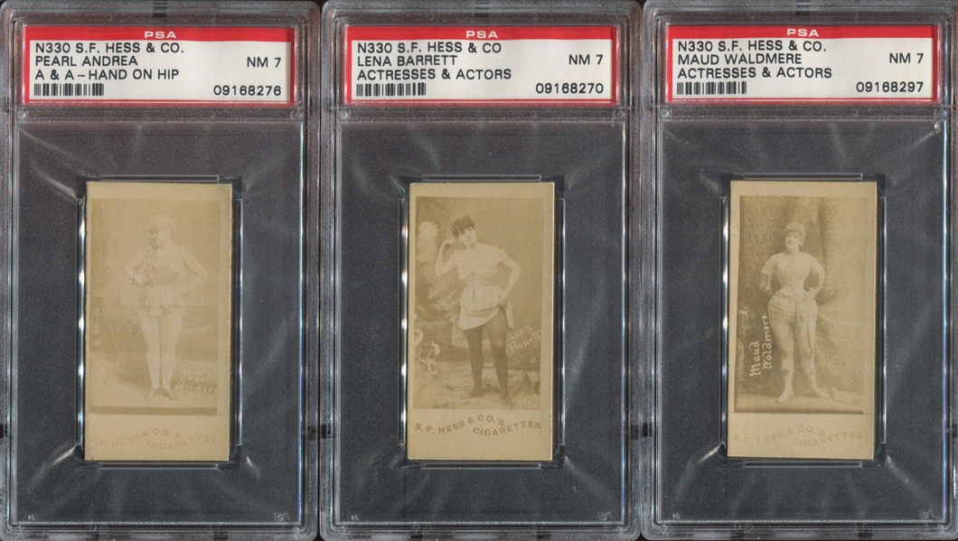 N330 S. F. Hess Actors & Actresses Lot of (3) PSA7-Graded Cards
