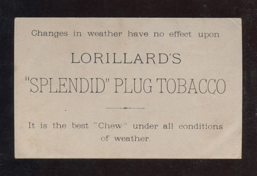 P. Lorillard Splendid Plug Tobacco Trade Card