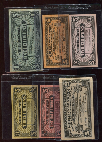 Schulte Cigar Store Lot of (6) Coupons