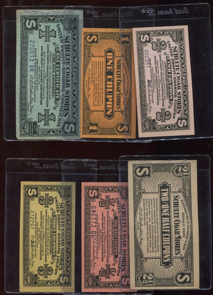 Schulte Cigar Store Lot of (6) Coupons