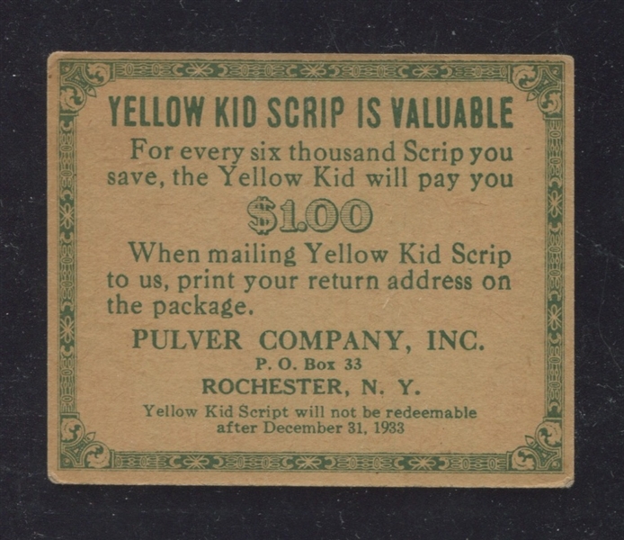 R176 Pulver Yellow Kid Scrip 5 Scrip Type Card