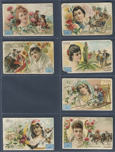 N306 Mayo Tobacco National Flowers Partial Set (18/25) Plus Uncut 4-Card Proof Panel