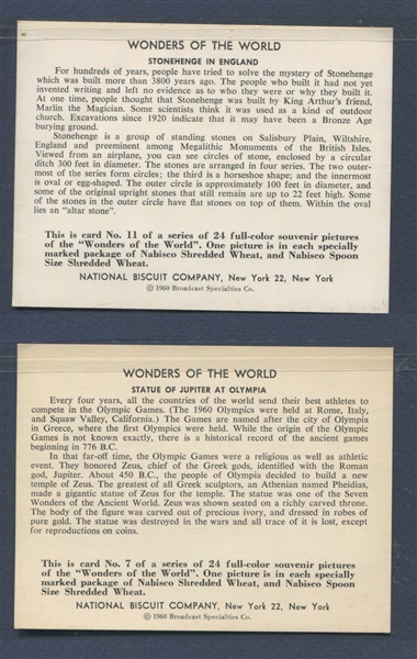 F275-27 National Biscuit Co Wonders of the World Lot of (4) Different Cards 