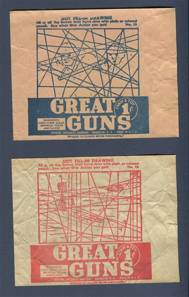 1930's General Specialty Co Great Guns Wrappers Lot of (3) Different