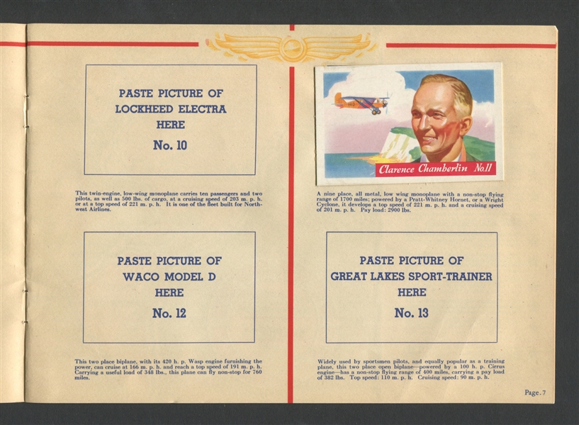 F277-1 Heinz Rice Flakes Famous Aviators Album with (9) cards
