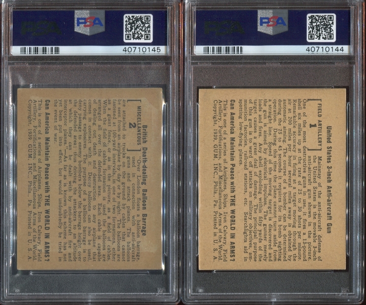 R173 Gum Inc World In Arms PSA-Graded Lot of (2) Cards