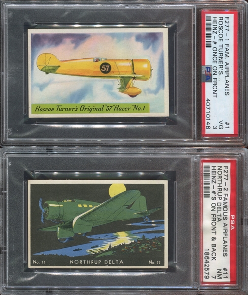 F277 Heinz Rice Flakes Lot of (2) PSA-Graded Type Cards with PSA7