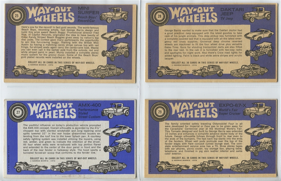 1970 Topps Way Out Wheels Near Complete Set (24/36) Cards