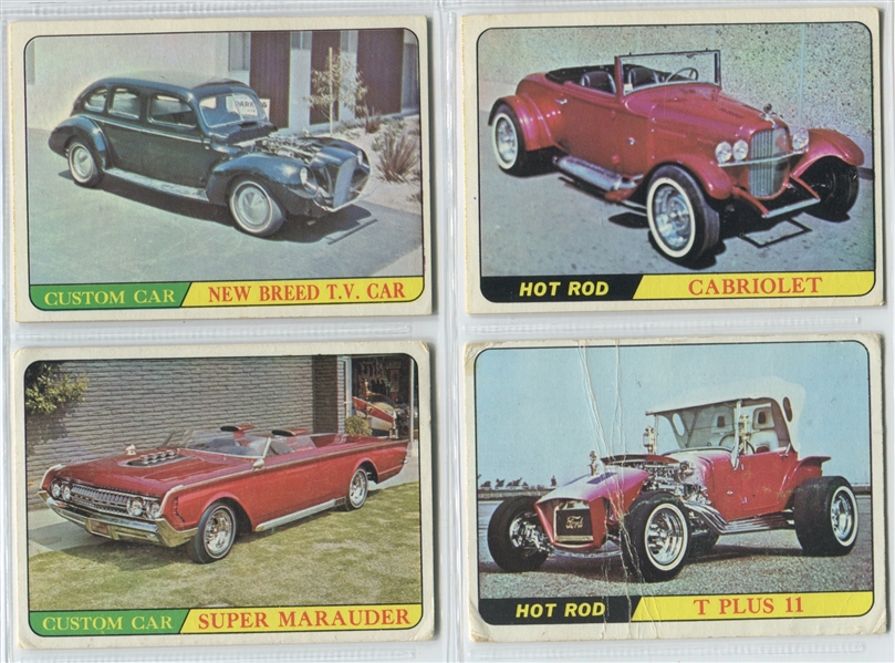 1968 Topps Hot Rods (Yellow Back) Complete Set of (22) From Milton Bradley Game