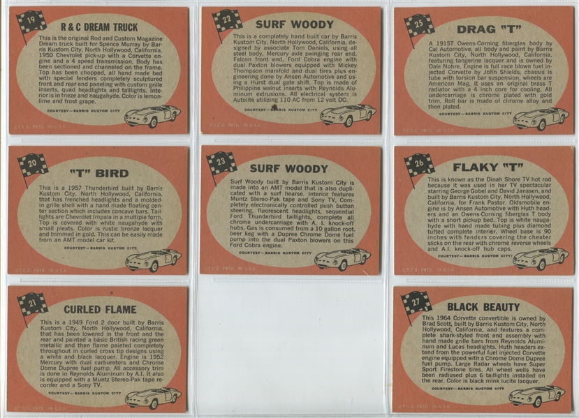 1964 Topps Hot Rods (Pink on Gray Backs) Near Complete Set (63/66) Cards