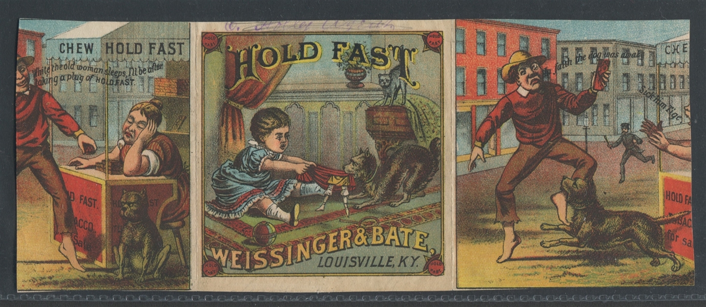 Beautiful Full Color Hold Fast Tobacco Mechanical Trade Card