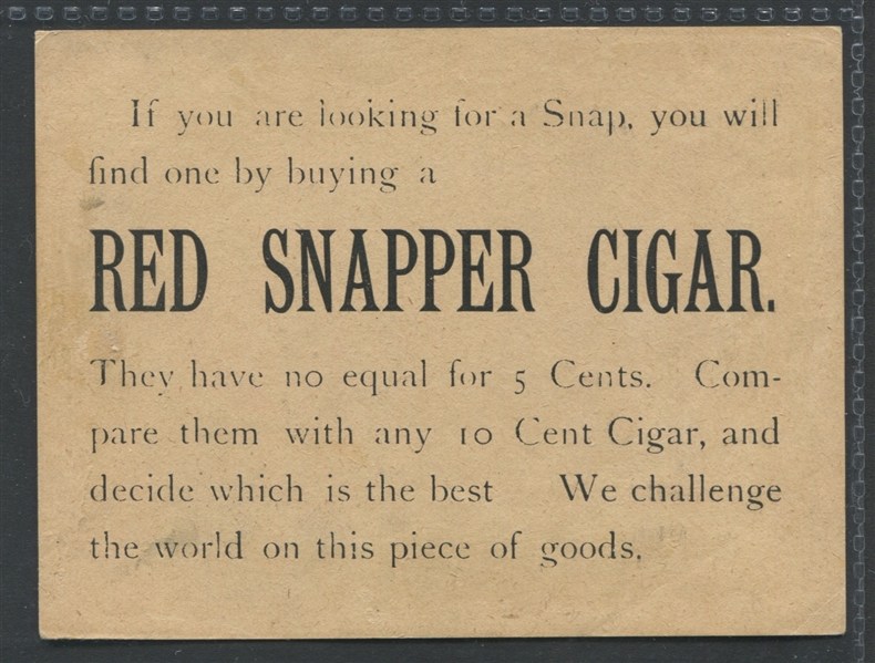 N512-UNC Red Snapper Cigar Type Card