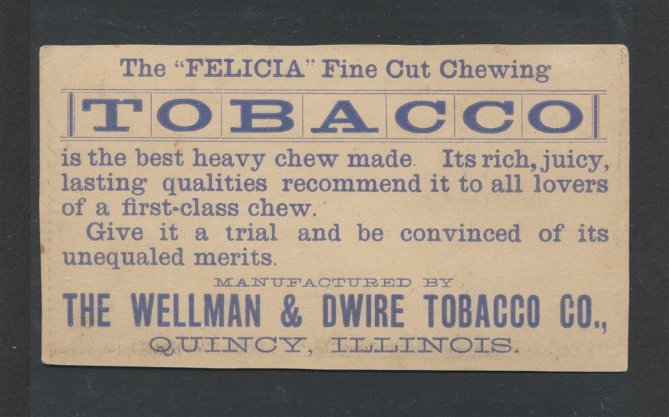 Wellman & Dwire Tobacco Trade Card lot of (5) Cards