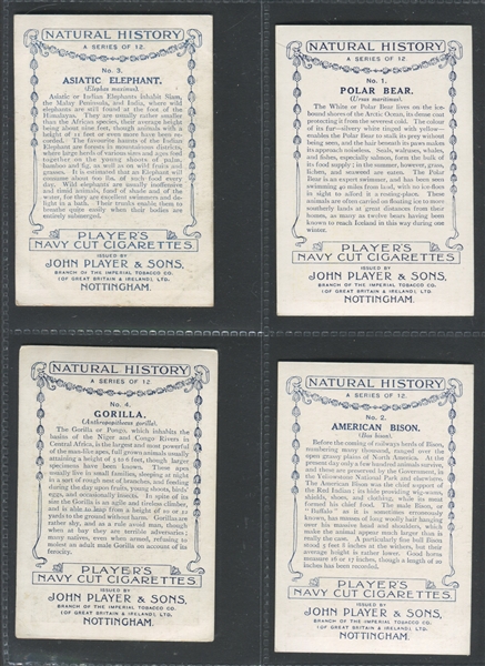 1924 John Player & Sons Natural History Complete Set of (12) Cards