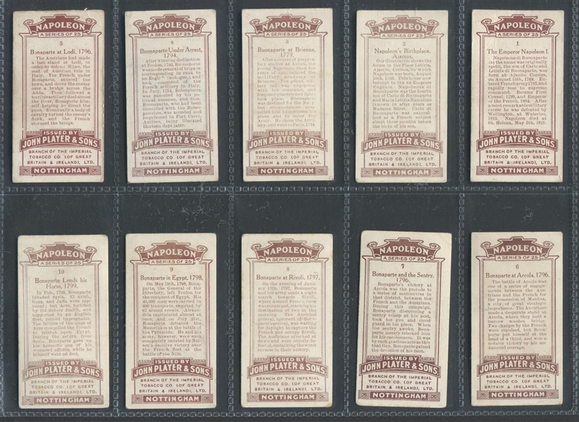1915 John Player & Sons Napoleon Complete Set of (25) Cards