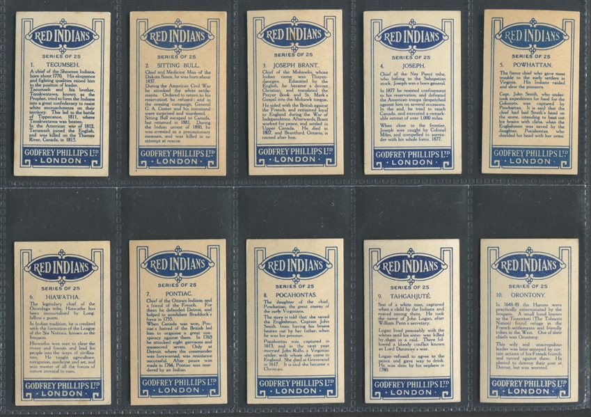 1927 Godfrey Phillips Red Indians Complete Set of (25) Cards