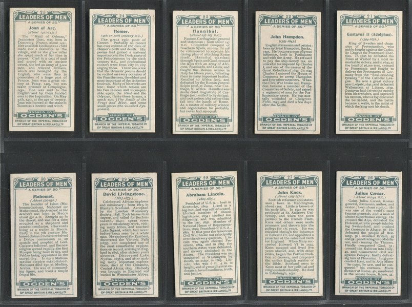 1924 Ogden's Leaders of Men Complete Set of (50) Cards