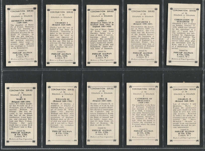1953 Phillip Allman Coronation Series Complet Set of (50) Cards