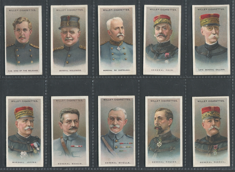 1917 Wills Allied Army Leaders Complete Set of (50) Cards