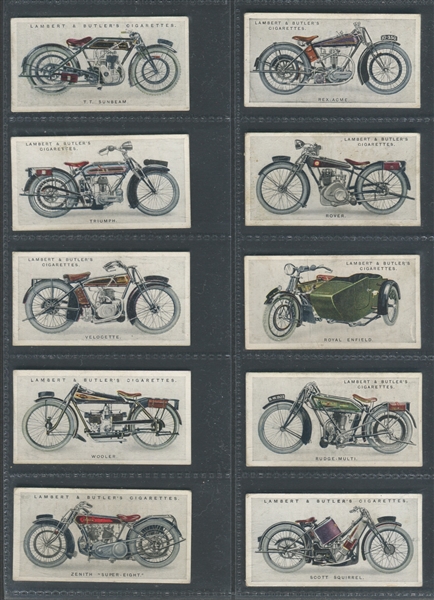 1923 Lambert & Butler Motor Cycles Complete Set of (50) Cards with (10) Duplicates