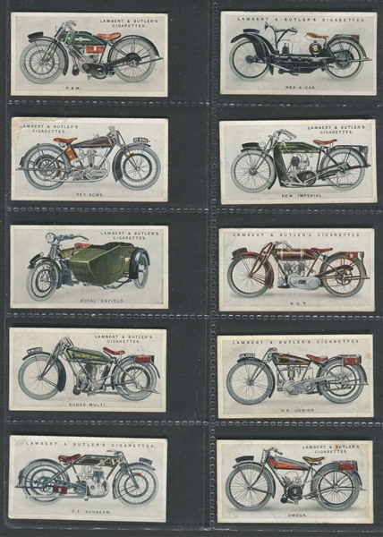 1923 Lambert & Butler Motor Cycles Complete Set of (50) Cards with (10) Duplicates