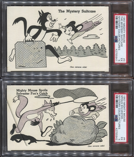 F278-16 Post Cereal Mighty Mouse Mystery Color Pictures Complete Set of (6) Cards - The #1 PSA Graded set on the Registry