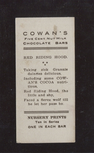 V-UNC Cowan's Chocolates Nursery Prints Red Riding Hood TOUGH TYPE 