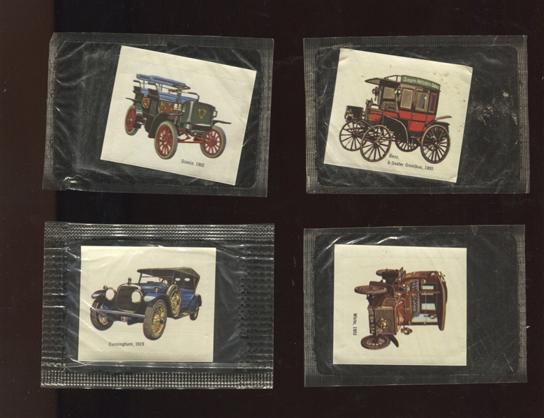 1960's Salada Tea Antique Cars Lot of (4) Cards in Original Cellophane