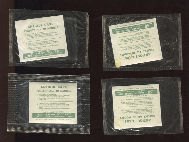 1960's Salada Tea Antique Cars Lot of (4) Cards in Original Cellophane