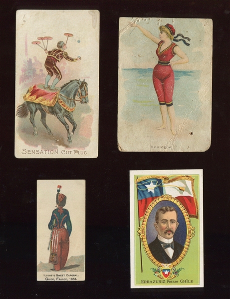 Mixed lot of (4) N and T Tobacco Cards Graded Poor to EX