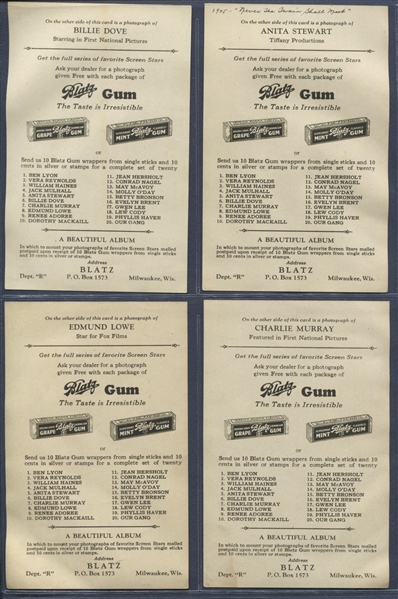 R197 Blatz Gum Company, Screen Stars, complete set of 20 different cards