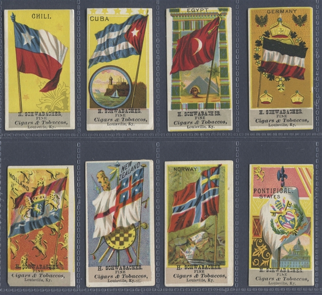 N500P H. Schwabacher TOUGH Country Flags Lot of (8) Cards