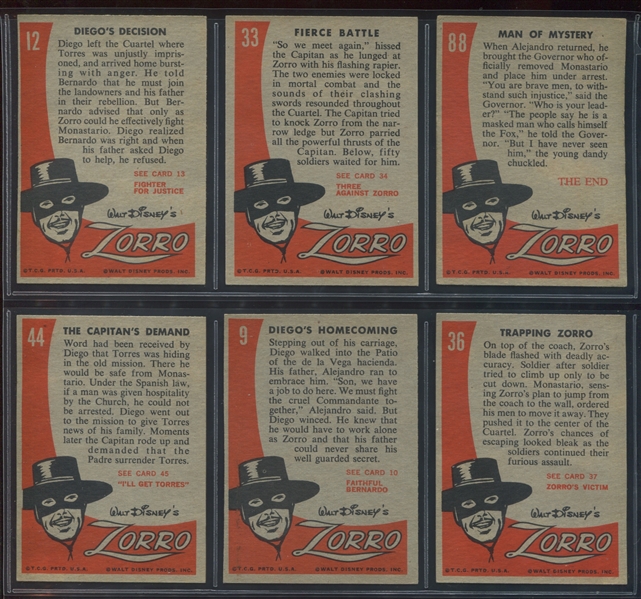 1958 Topps Walt Dizney Zorro Lot of (33) Nice Cards