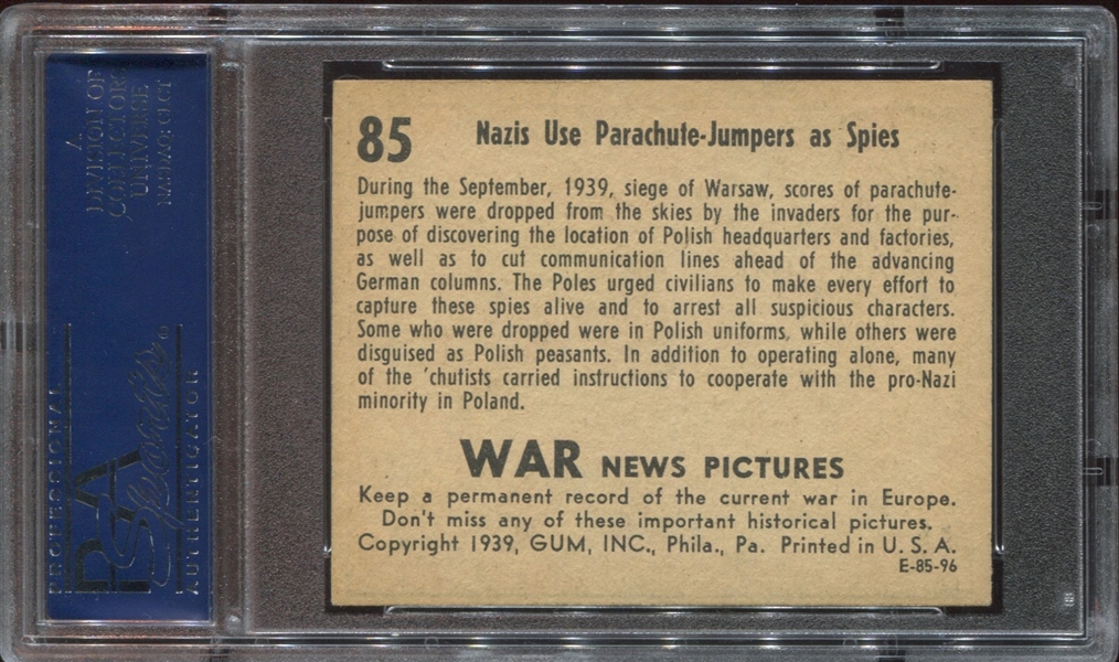 R165 Gum Inc War News Pictures #85 PSA7 NM Nazi Content