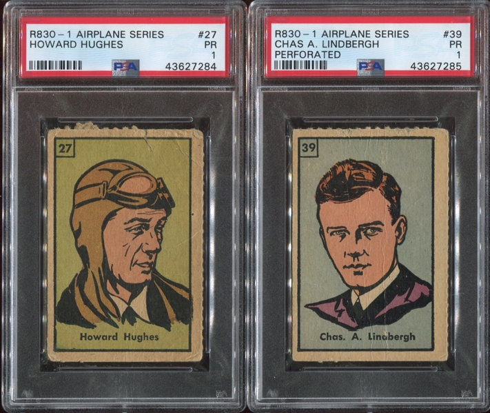 R830-1 Airplane Series Lot of (2) PSA-Graded with Lindbergh and Hughes