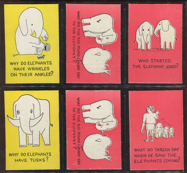 W534 L. M. Becker Elephant Jokes Lot of (10) Cards and Tough Wrapper